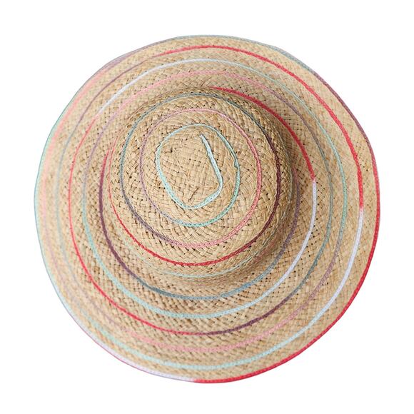 Woolrich Womens Rainbow Straw Hat Wide Brim Packable Sun Vacation Beachwear NEW - Picture 2 of 4